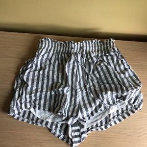Grey and white striped shorts